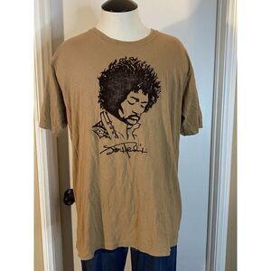 CYGNUS Shirt Mens L Tan Black Felt Jimi Hendrix‎ VTG Brown